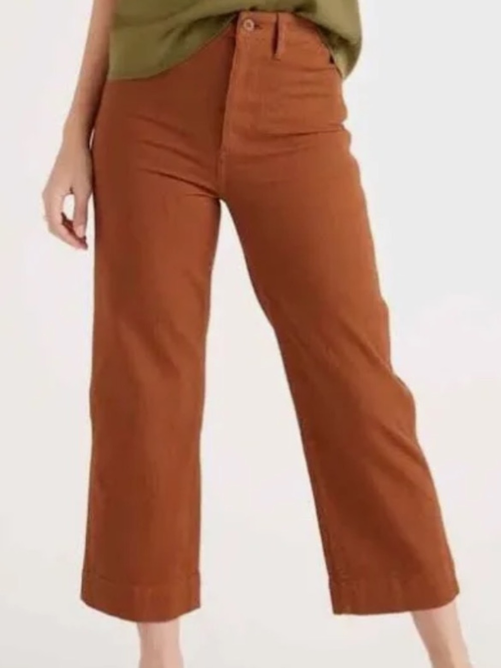 Quince | organic stretch twill wide leg crop pant rust